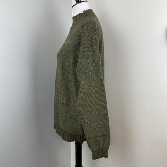 PINK CLOVER StitchFix Olive Green Gabriel Mock Neck Textured Sweater Large NEW - Picture 6 of 8